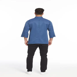 カスタムインドネシアイタリア日本人シェフユニフォームセットデニムTWILLジャケットコートユニセックスショートデザインレストランバーホテルホテル - Product Image 4