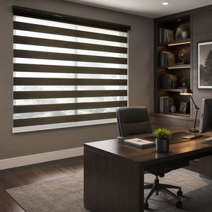 Zebra Shades Cordless Day <strong>Night</strong> <strong>Blinds</strong> Dark Olive Brown Square Headrail Light Filtering Privacy Control Custom Every Day - Product Image 1