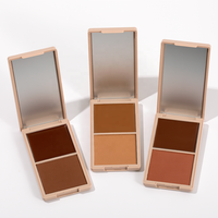 Palette pressée de contour en poudre de crème pour le visage et le corps à deux textures OEM Palette de bronzants de marque privée de longue durée
