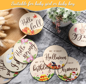 Panneau rond en bois Crafts Baby Milestone Cards Shooting Props Home Decoration - Product Image 2