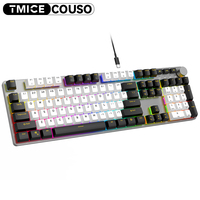 Mechanische Tastatur aus Aluminium mit 107 Tasten, Rainbow-Hintergrundbeleuchtung, Anti-Ghosting, Kabelgebundene Gaming-Tastatur für PC mit Roten Switches