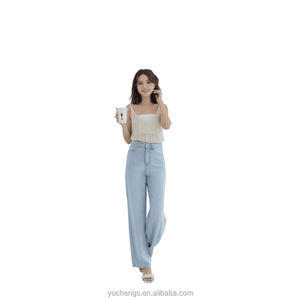 Pantalon de survêtement décontracté Hip Hop à jambes larges respirant et coupe ample pour l'été avec jean en lyocell doux pour femmes - Product Image 6