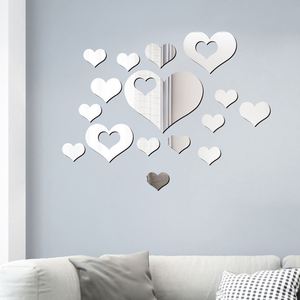 Hot Selling Eco-Friendly Heart-shaped Acrylic Mirror <b>Wall</b> <b>Sticker</b> Laser-Cut 60x45cm Reflective Love <b>Wall</b> Art Decal for Bedroom - Product Image 1