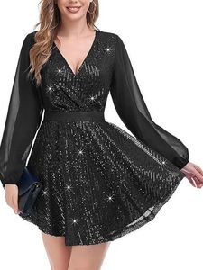 Sequin Loose Dress Party Long Sleeve Casual <b>Mini</b> Short <b>Mini</b> Dress Women Fashion - Product Image 4