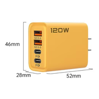 Colokan EU/US/UK 4 Port USB Pengisi Daya Cepat Ponsel Tipe-C 12W QC3.0 Gan Adaptor Perjalanan PD Set Pengisi Daya Dinding Kabel Retractable