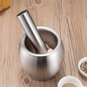 304 Brushed Spice grinders mortar and pestle stainless steel - Product Image 4