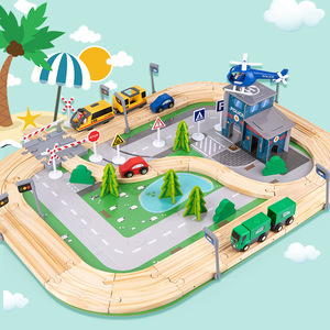 108 pcs road train track set toys <span class=keywords><strong>educazione</strong></span> educativa e della prima infanzia per bambini in legno per costruire strade urbane - Product Image 2