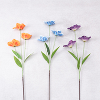 Arrangement floral artificiel de luxe en soie, 3 têtes de tulipes, pour entrée, table à manger, toile de fond de mariage, décoration photo