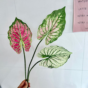 Hoja <span class=keywords><strong>de</strong></span> <span class=keywords><strong>Alocasia</strong></span> Artificial Verde Impresa en 3D, Tela <span class=keywords><strong>de</strong></span> Seda Plástica, Follaje Tropical, Hoja Perenne Moderna <span class=keywords><strong>de</strong></span> Lujo para Decoración del Hogar y Comedor - Product Image 3