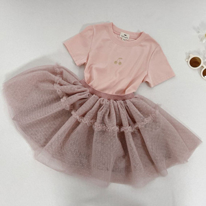 2023 Summer Girls' Clothing Sets Cotton T Shirts Top+Net <strong>Tutu</strong> Skirt 2PCS Suit Princess Baby Kids Children Clothes - Product Image 4
