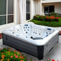 Sunrans Infinity Spa : Bain à Remous de Luxe 8 Personnes en Acrylique de Qualité avec Système Balboa, pour Massage Relaxant en Extérieur et Loisirs Familiaux