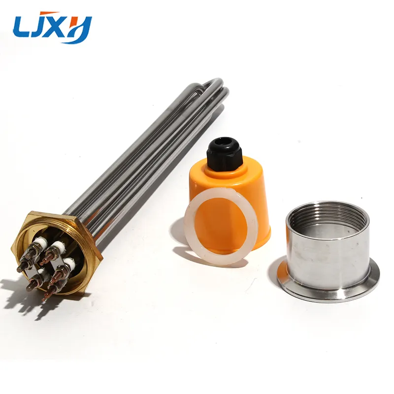 LJXH elektrikli bakır iplik ısıtıcı elemanları DN32 5/4 inç paslanmaz çelik 3-12KW AC220V ısıtma ve yalıtım için adaptör ile