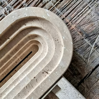 Serre-livres en marbre naturel poli, sculpté à la main, en forme d'arche superposée, pour la décoration de bureau à domicile