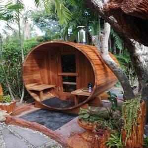 高級レッドシダートラディションミニホーム2人用ルームドライスチーム無垢材屋外サウナバレル2/3人用 - Product Image 6