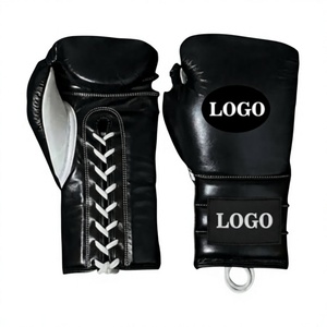 Gants de boxe légers en cuir blanc Dishoom, à lacets, avec sangle de poignet réglable, personnalisables pour adultes, équipement d'entraînement - Product Image 2