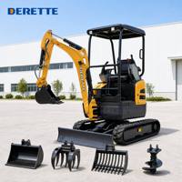 Mini-excavatrice sur chenilles Derette RT20 de 2 tonnes, excavatrice compacte, machine CE EPA à vendre, usine chinoise, hydraulique