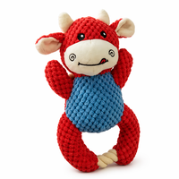 Jouet à mâcher interactif pour chien en forme de vache, en peluche, avec corde, pour petits et moyens chiens, pour nettoyer les dents