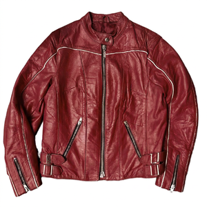 New Casual Vintage Genuine Leather <b>Jacket</b> Men Winter Windproof <b>Mandarin</b> <b>Collar</b> Zipper Closure Unisex Motor Cotton Liner Quilted - Product Image 1