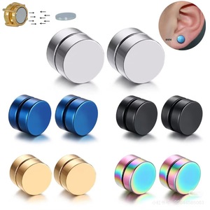 Boucles d'oreilles magnétiques tendance en acier inoxydable et zircon pour enfants et hommes, bijoux de corps sans perçage pour fête et cadeau - Product Image 3