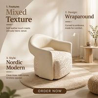 Fauteuil en velours nordique de luxe léger, matériaux mixtes avec incrustation jacquard, fauteuil lounge en cuir beige pour salon ou chambre principale