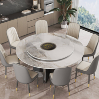 Ensemble de table à manger de luxe, plateau rond en marbre avec base en métal réglable, pour la maison, l'hôtel, la villa ou les meubles de restaurant