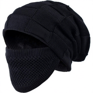 Knit Balaclava Full Face Black Winter Acrylic Unisex Adult Outdoor Wear 56-58CM Plain Style - Product Image 2