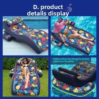 Maßgefertigtes PVC Aufblasbares Schwimmendes Pool-Wasserbett S-förmiger Liegestuhl mit Getränkehalter Rückenlehne Hawaiianisches Sonnenliegen-Wassersofa in Schwarz