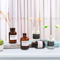 Bouteille en verre cylindrique de 500 ml et 1000 ml pour diffuseur à bâtonnets, avec bâtonnets en rotin et coffret cadeau, pour huiles essentielles aromatiques - Vente en gros