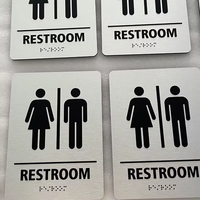 Panneau WC en aluminium brossé avec signalisation tactile ADA en braille, lettrage 3D en relief, pour hommes et femmes, idéal pour hôtels, bureaux, centres commerciaux et salles de bain commerciales