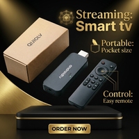 Clé TV Sumavision 2026 OTT USB 2.0/Type-C WiFi5/6 Android 15 4GB+16GB Quad Core 4K 8K HDR/H265 avec télécommande vocale Bluetooth