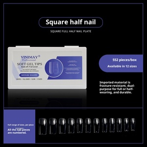 552pcs French Seamless No File Almond T Shape False <b>Nail</b> Tips Full Half Cover Boxed <b>Nail</b> Extension <b>Set</b> - Product Image 4