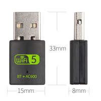 Adaptateur Wifi USB double bande 600 Mbps Carte réseau Bluetooth BT 5.0 Dongle Wifi USB 2 en 1 Chipset RTL8821CU