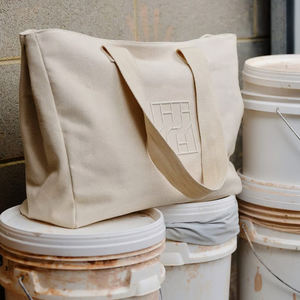 超大棉织物手提袋带定制标志刺绣大容量天然帆布购物袋 - Product Image 2