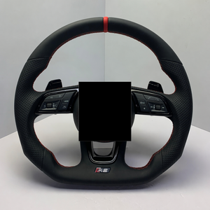 Volant de voiture personnalisé pour <span class=keywords><strong>Audi</strong></span> A3 A4 A5 A6 A7 S3 S4 S5 S6 <span class=keywords><strong>S7</strong></span> RS3 RS4 RS5 RS6 RS7 Q3 Q5 Q7 Q8 avec surpiqûres rouges et palettes de commande - Product Image 1