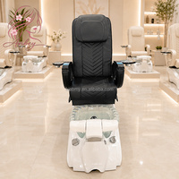 Fauteuil de pédicure électrique de luxe, avec pompe magnétique et bassin en verre, pour salon de manucure et station de massage des pieds