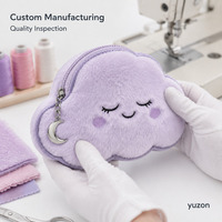 Dompet Koin Boneka Custom Ungu Awan Lucu Lembut Mini untuk Pelajar Perempuan Grosir MOQ Rendah Mainan Boneka