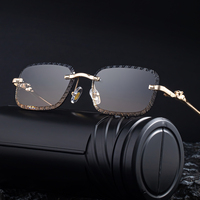 KAJILA Lunettes de soleil tendance pour hommes, sans monture, avec verres taillés diamant, motif tête de léopard, protection UV400, personnalisables avec logo, vente en gros