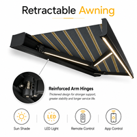 Auvent rétractable motorisé automatique à cassette complète en aluminium pour terrasse extérieure, protection solaire pour jardin avec télécommande LED WiFi