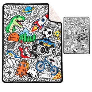 DIY Coloring Blanket for Kids Adults Color Your Own with <b>Washable</b> <b>Markers</b> Custom Pattern Velvet Machine <b>Washable</b> Gift - Product Image 4
