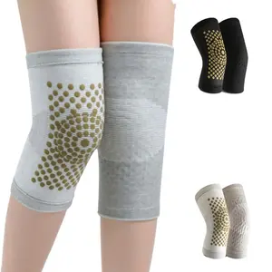Genouillères de sport vieilles articulations des jambes froides tricotées <span class=keywords><strong>4</strong></span> côtés élastiques de protection genouillères chaudes section courte chauffage genouillères d'absinthe - Product Image 1