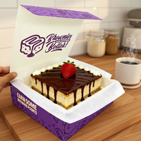 Boîtes d'emballage pour gâteaux au brownie personnalisées, bon marché, en matériaux recyclés, transparentes, avec laminage mat et gaufrage pour contenants cadeaux alimentaires
