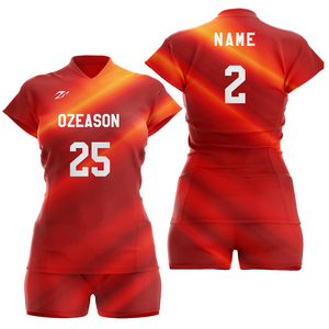 Divisa da <span class=keywords><strong>Pallavolo</strong></span> Femminile Economica all'Ingrosso, Kit Personalizzato con Logo Stampato in Verde Sublimato - Product Image 4