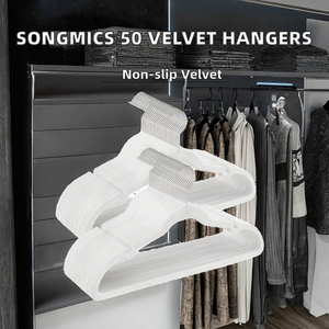 Ensemble de 50 cintres en velours ABS <span class=keywords><strong>SONGMICS</strong></span>, antidérapants, avec barre pour pantalons, crochet pivotant à 360°, épaisseur de 0,6 cm, longueur de 43 cm, blanc classique - Product Image 2