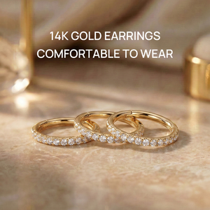 Boucle d'oreille de luxe en or massif 14K avec zirconiums en une seule rangée, anneau segmenté clicker pour piercing hélix, 6mm 8mm 10mm - Product Image 3