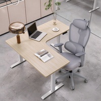 Bureau assis-debout à triple moteur, cadre de bureau en L, capacité de charge de 160 kg, table réglable électriquement pour poste de travail d'angle