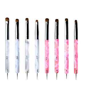 Pinceau à ongles double tête en acrylique ondulé avec stylo à pois, outil de manucure personnalisé pour la peinture des ongles - Product Image 1
