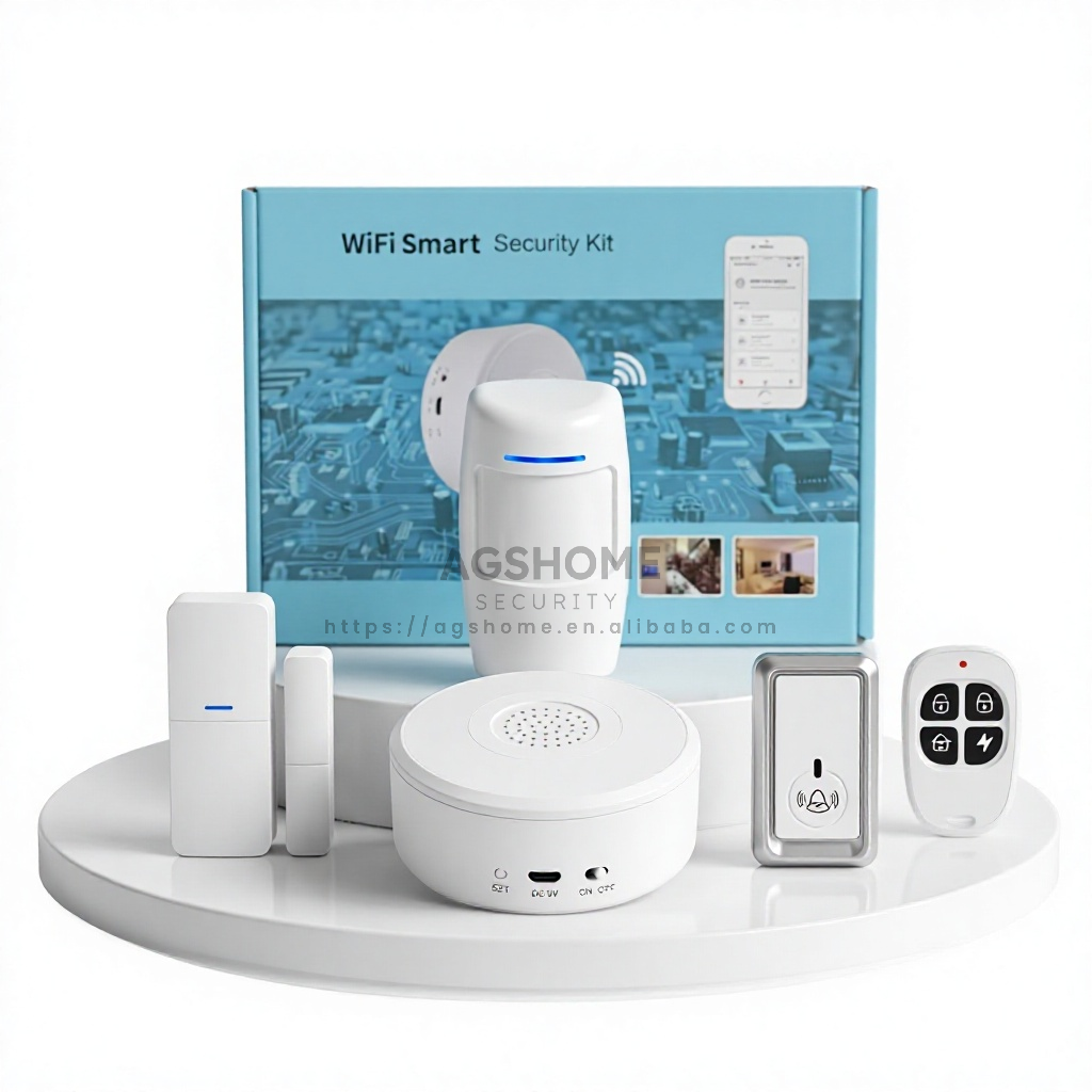 Tuya WiFi Smart Home Automation Security System Strobe Alarm Siren Hub Burglar Smart Life APP Alert Control 6-Piece Kit