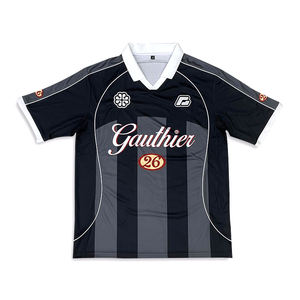 Jersey Sepak Bola Unisex Custom Cetak Digital Poliester/Katun Kerah V Lengan Pendek Model Kotak Crop Layanan OEM Pemotongan Otomatis - Product Image 2