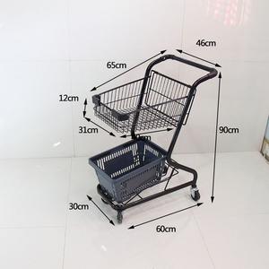 防水プラットフォームスチールPU,2022新品<span class=keywords><strong>30KG</strong></span>ブルーメタルショッピングトロリースーパーマーケットコンビニエンスストアショッピングカート630*440*900 - Product Image 1