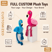 Nouveau jouet pour chien 2025 transfrontalier en peluche flamant rose, interactif, puzzle, couineur, avec corde en coton pour jeu de la corde, Modèle 2505-Jiangsu